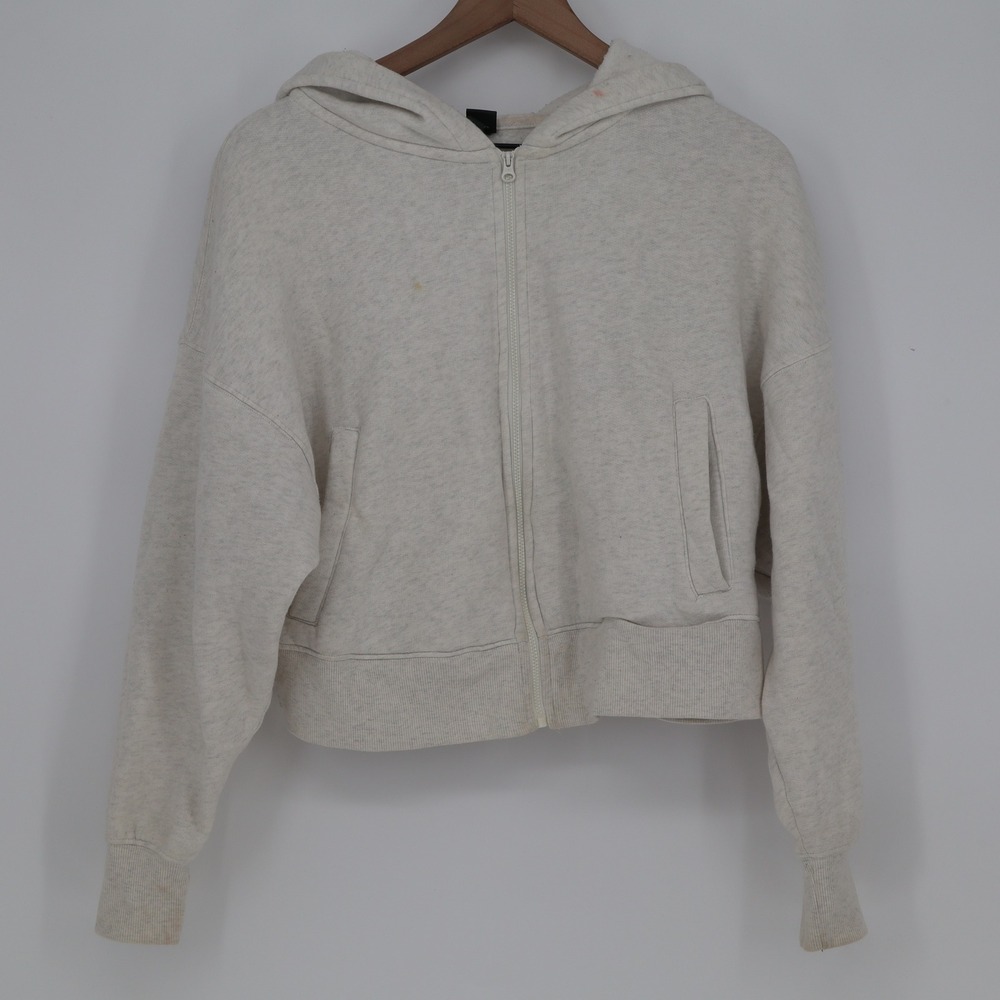 Wild Fable Hoodie Womens S Cropped Zip Up Oatmeal Heather Relaxed Good